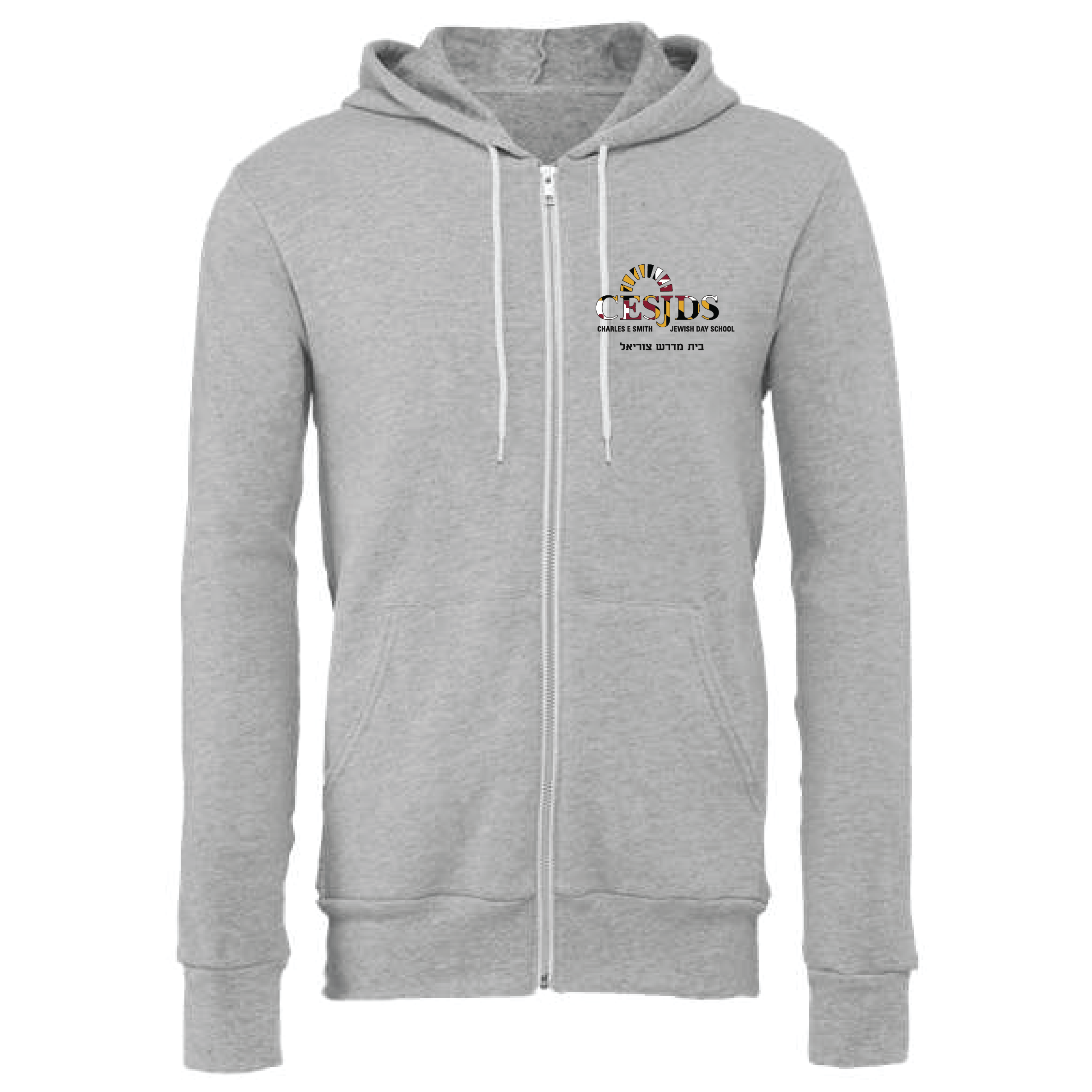 Charles E. Smith Jewish Day School Bella + Canvas Full Zip Hoodie – Gray