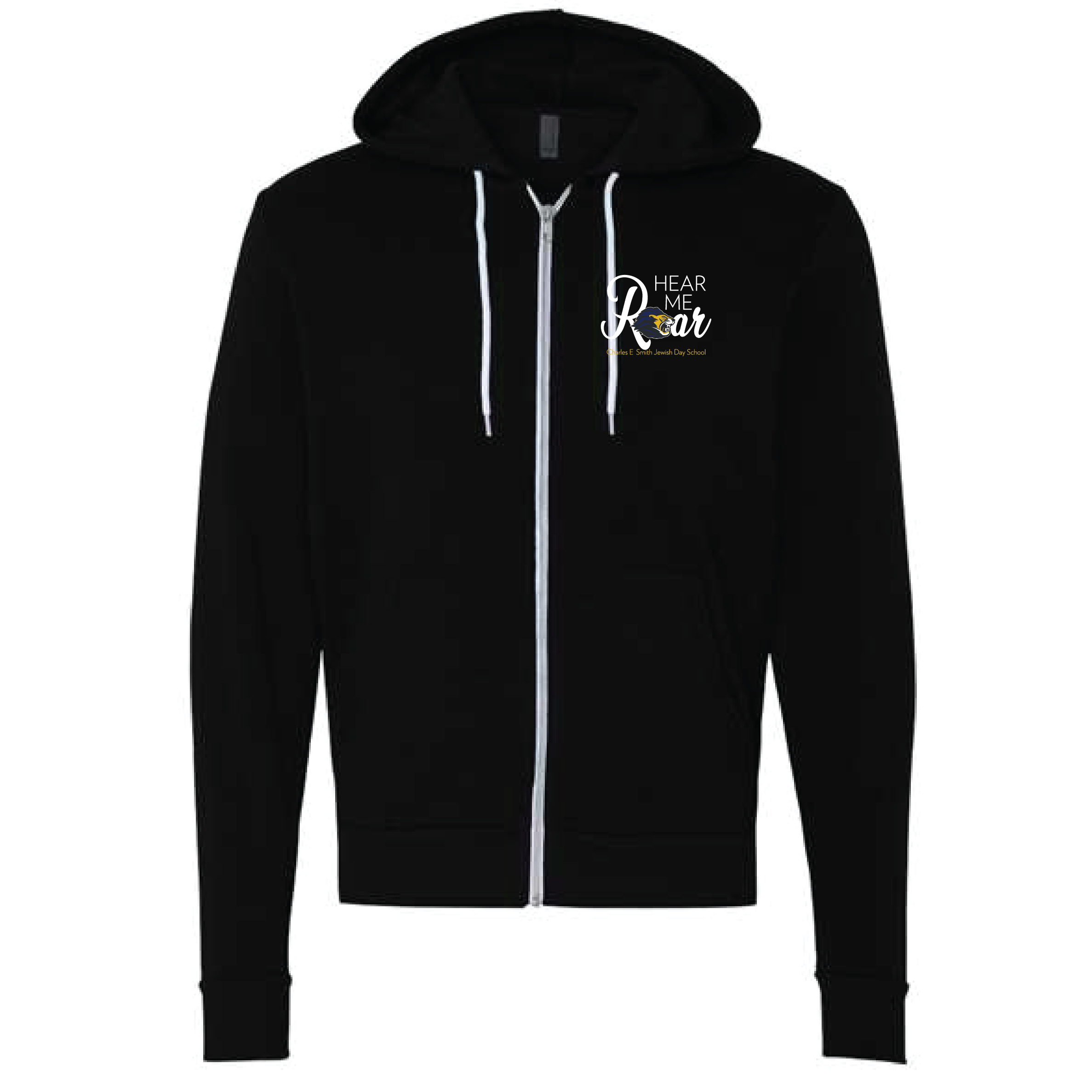 Hear Me Roar Bella + Canvas Full Zip Hoodie – Black