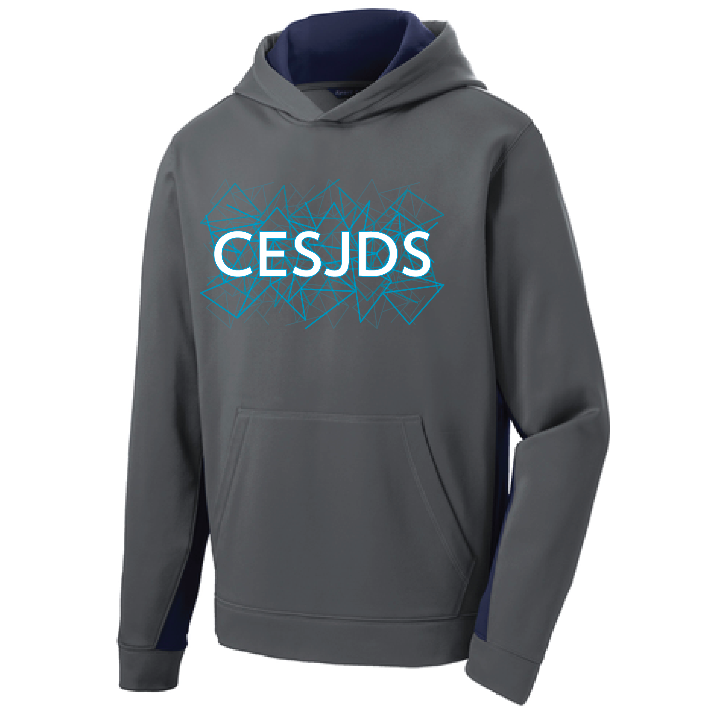 CESJDS Sport-Wick® Fleece Colorblock Hooded – Dark Smoke/Navy