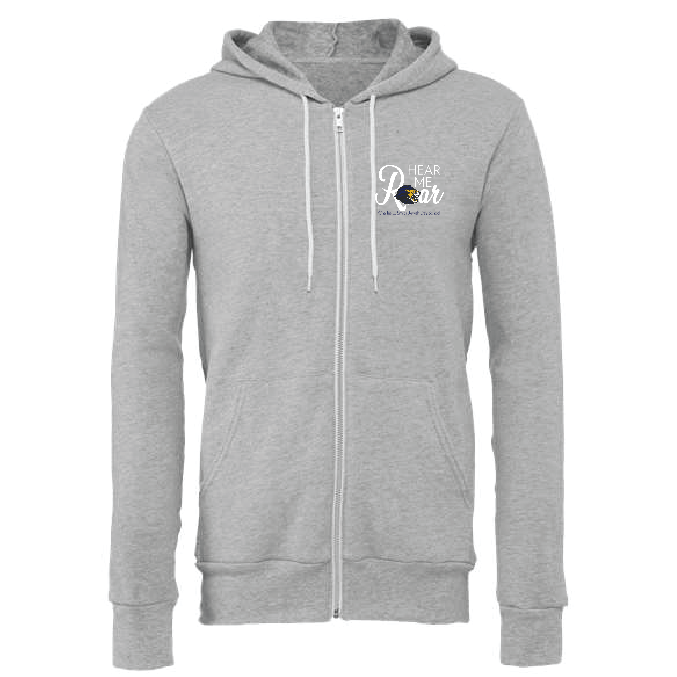 Hear Me Roar Bella + Canvas Full Zip Hoodie – Gray