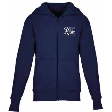 Hear Me Roar Soft Zipper Hoodie – Navy